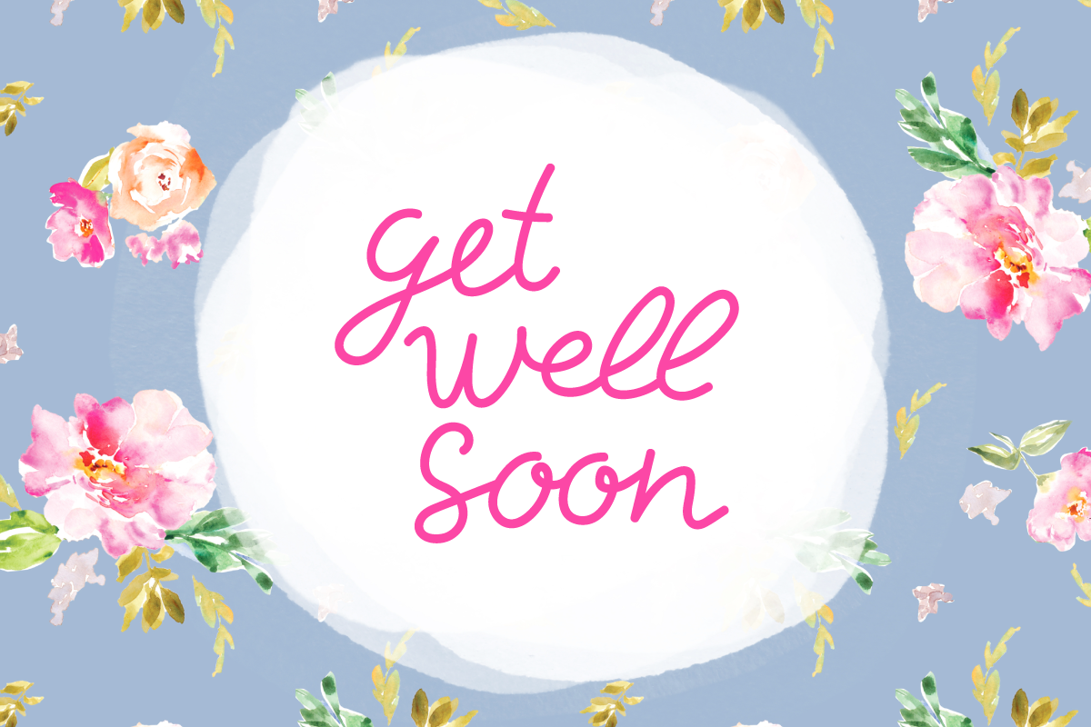 sun in the background with hope you feel better soon text